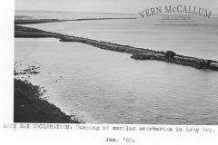 Piles and Decking at the port of portland Lady Bay reclamation :dumping of surplus overburden in Lady Bay later pivot in  Jan 1960
photo courtesy geoff Blackman.