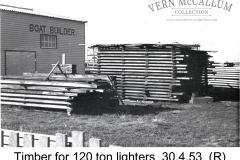 Timber for 120 ton lighters 30/4/1953.Photo courtesy Geoff Blackman.